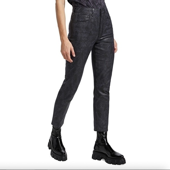 rag & bone Nina‎ High-Rise Cigarette Black Cropped Coated 27 Jeans - Picture 2 of 11